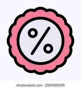 Discount Sticker Badge Vector Icon, Price Tag, Sale Discount Tag Icon. Isolated Lineal Color Vector Icon.