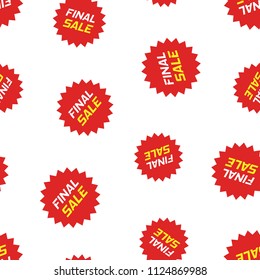 Discount sticker icon seamless pattern background. Business concept vector illustration. Promotion final sale discount symbol pattern.