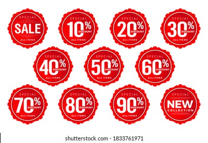 Discount sticker number, discount number set, tag number discount vector set, red label sale numbers collection . 
For Advertising, shopping festival, promotion in store, low price offer, & web banner