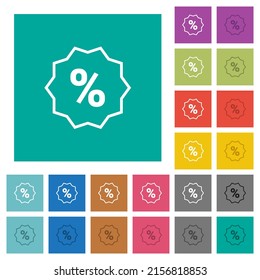 Discount Sticker Outline Multi Colored Flat Icons On Plain Square Backgrounds. Included White And Darker Icon Variations For Hover Or Active Effects.