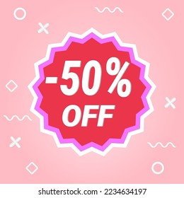 Discount sticker. Sale tag. Isolated vector illustration. Discount offer price label, discount symbol.