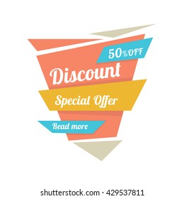 Discount sticker. Special offer vector isolated. Price label. Advertisement tag. Sale poster. 