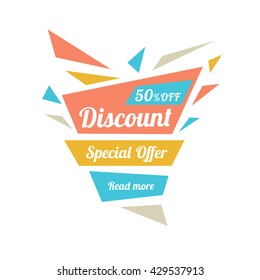 Discount sticker. Special offer vector isolated. Price label. Advertisement tag. Sale poster.