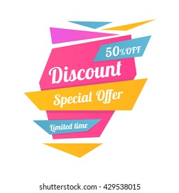 Discount sticker. Special offer vector isolated. Price label. Advertisement tag. Sale poster.