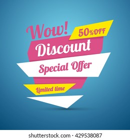 Discount sticker. Special offer vector isolated. Price label. Advertisement tag. Sale poster.