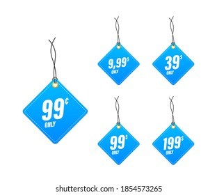 Discount sticker. Template with 99 only. Vector template design. Sale, price tag. Sale banner badge. Special offer price sign. Vector stock illustration.