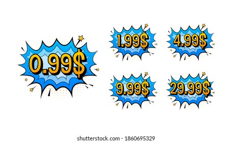 Discount sticker. Template with 99 only. Vector template design. Sale, price tag. Sale banner badge. Special offer price sign. Vector stock illustration.