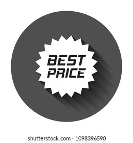 Discount sticker vector icon in flat style. Sale tag sign illustration with long shadow. Promotion best price discount concept.