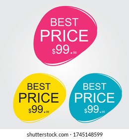 Discount Sticker. Vector Illustration. Discount Best Price Label, Vector Price Discount Symbol.