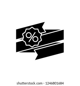 Discount stickers black icon, vector sign on isolated background. Discount stickers concept symbol, illustration 