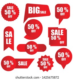 Discount stickers set vector illustration isolated on white background