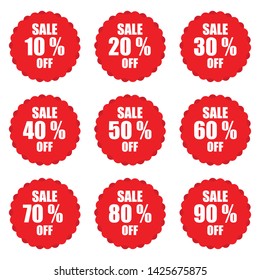 Discount stickers set vector illustration isolated on white background