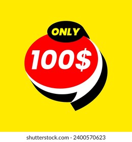 Discount stickers. Templates with 1-100 dollars only. Vector template design. Sale, price tag. Sale banner badge. Special offer price sign. Vector stock illustration. price from 1 dollar to 100 dollar