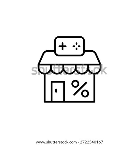 Discount Store Front With Plus Minus Sign Outline Icon