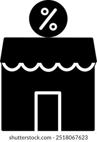 Discount store icon. Shop with percentage sign. Replaceable vector design.