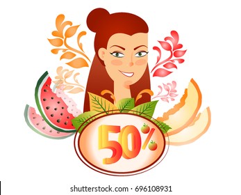 Discount. Stylized discount. Vector illustration.