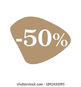 Discount symbol isolated. Label with discount, icon sale off -50 %