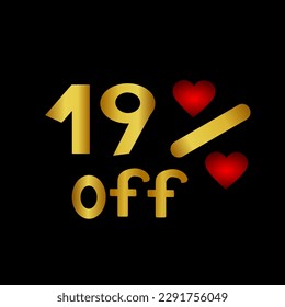 Discount tag up to 19% off. Nineteen percent off, vector template design illustration