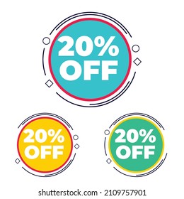 Discount tag with 20%. Special offer price tag, sign, label, icon for an advertising campaign at retail. Design element for promotional ad
