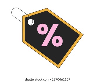 Discount tag 2D linear cartoon marketing sticker. Percentage isolated line vector price badge white background. Off sticker. Discount badge color flat spot illustration, advertising commercial event