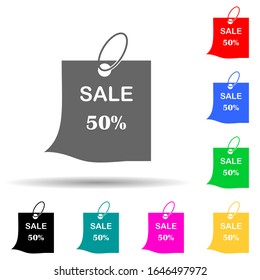 discount tag 50 multi color style icon. Simple glyph, flat vector of market icons for ui and ux, website or mobile application