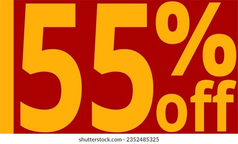 discount tag, - 55 percent off, %, sale hang tags, label, promotion, off, red, yellow, gold, highlight, attention