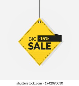 Discount tag Big sale label 15 off vector