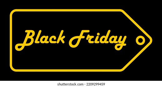 Etiqueta de descuento Viernes Negro. Texto con contorno amarillo. Cupón de venta. Ilustración vectorial plana