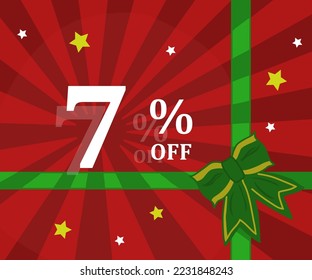 discount tag for christmas, 7 percent off, promotion