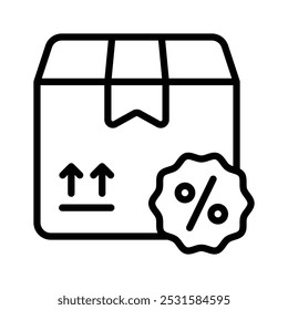 Discount tag with delivery package, concept icon of delivery offer