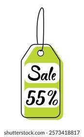 Discount tag featuring a prominent sale percentage for promotional purposes