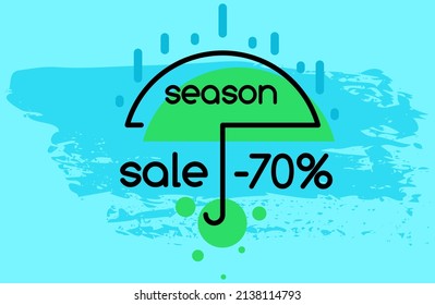 Discount tag with hot season sale promotional emblem. Promotion banner layout vector illustration. Advertising logo for store. Attracting buyers and design element for advertisement, poster