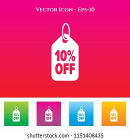 Discount Tag Icon in Colored Square box. eps-10