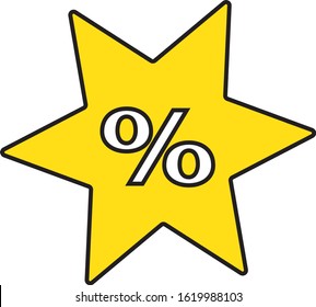 Discount tag icon. Customizable percent sign in star shape. Flat vector design. Choose your own colors.