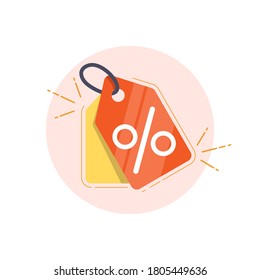 discount tag icon flat design vector illustration, brightly colored and simple style of logo, sign, symbol, emblem