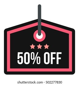 Discount tag icon. Flat illustration of discount tag vector icon for web design