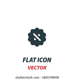 Discount tag icon in a flat style. Vector illustration pictogram on white background. Isolated symbol suitable for mobile concept, web apps, infographics, interface and apps design.