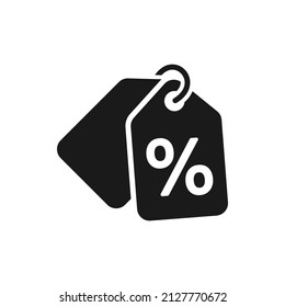 Icono de etiqueta de descuento estilo plano aislado en fondo blanco. Ilustración del vector