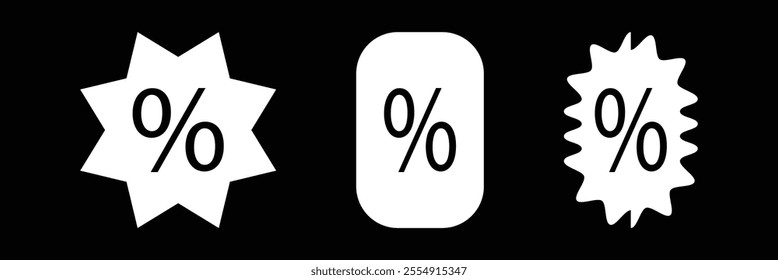 discount tag icon. Label set with percent,  discount. App icon.  Web Vector Illustrations. 