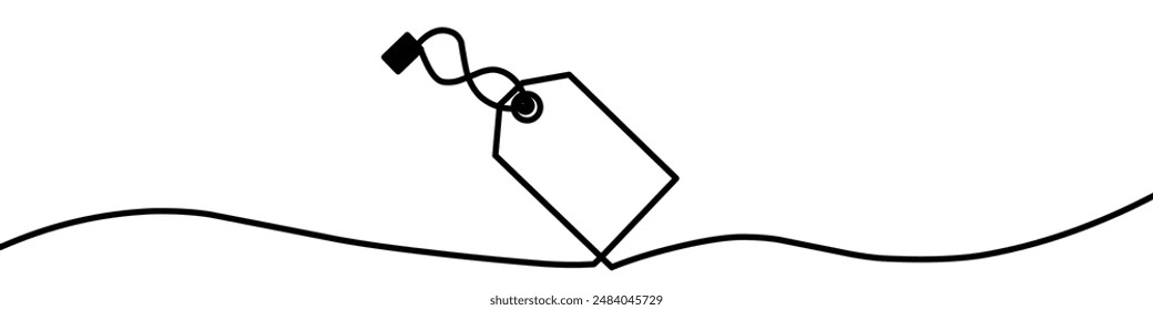Discount tag icon line continuous drawing vector. One line price tag icon vector background. coupon icon. Continuous outline of a tea bag icon. Simple line style