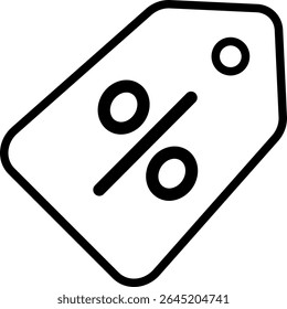 Discount Tag Icon: A minimalist graphic of a discount tag, representing a percentage off, perfect for showcasing sales, deals, and promotional offers, communicating value and savings.