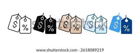 Discount Tag Icon Set Multiple Style Collection