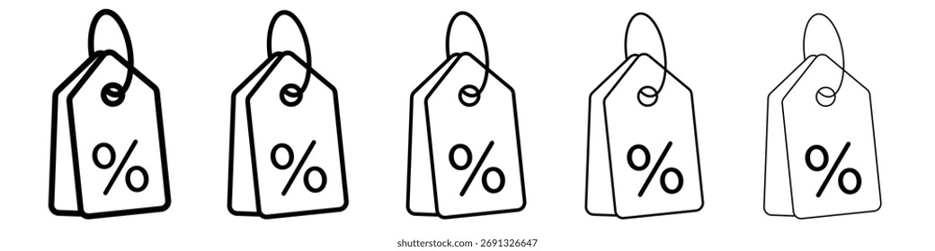 Rabattmarkensymbol. Dünne Linie Icons Sammlung für Web ui.