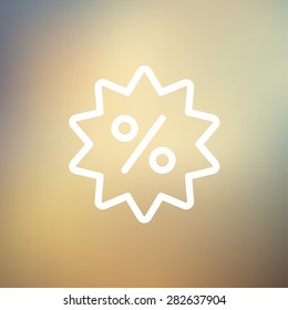 Discount tag icon thin line for web and mobile, modern minimalistic flat design. Vector white icon on gradient mesh background.