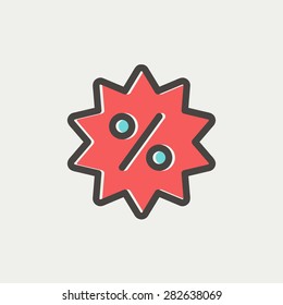 Discount tag icon thin line for web and mobile, modern minimalistic flat design. Vector icon with dark grey outline and offset colour on light grey background.