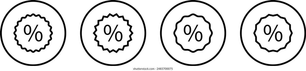 Discount Tag icons. Percentage icon vector illustration. Outline sales percent tag. Vector illustration