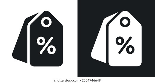 Discount tag icons in solid black and white colors
