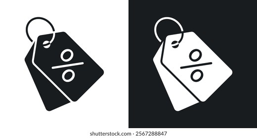 Discount tag icons in solid black and white colors