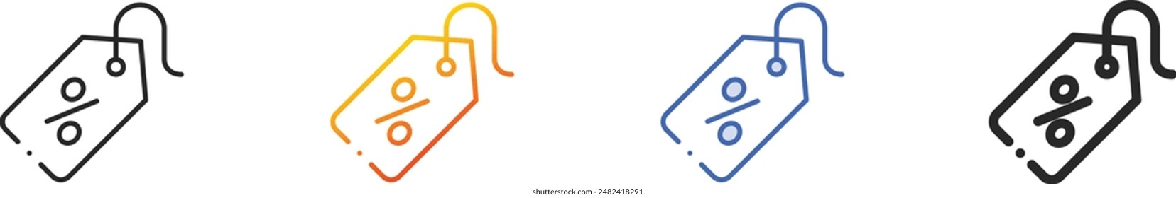 discount tag icon.Thin Linear, Gradient, Blue Stroke and bold Style Design Isolated On White Background