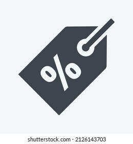 Discount Tag II Icon in trendy glyph style isolated on soft blue background